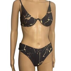 ZAFUL Women's Marble Print High Waisted Bikini Set Size S